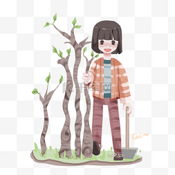 植树节图片_植树节种树的小女孩