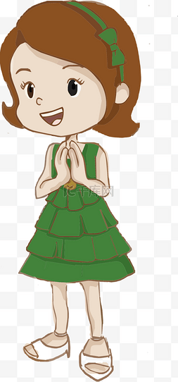 穿绿裙子的小女孩