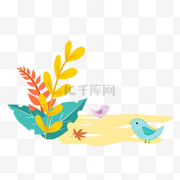 小鸟背景图图片_矢量可爱的小鸟插画