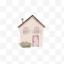 卡通粉色建筑插画图片_手绘粉色小房子PNG素材