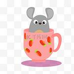 躲在杯子里面的小老鼠