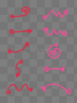 霓虹灯爱心箭头图片_发光爱心箭头素材元素