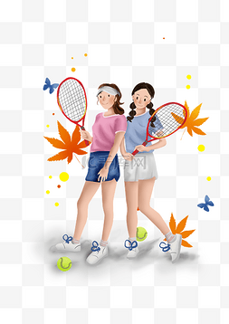 网球插图图片_网球公开赛网球和女孩