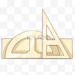 手绘教学工具三角尺量角器插画