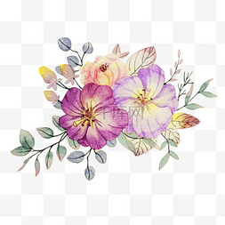 紫色花卉插画图片_手绘紫色花卉插画