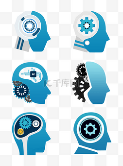 科技机械齿轮图片_人工智能蓝色科技机械齿轮AI大脑