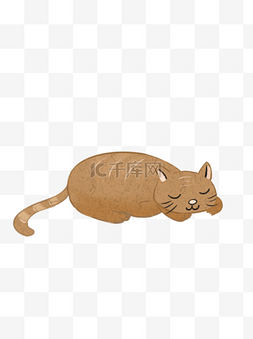 趴着的可爱动物图片_棕色趴着睡懒觉的卡通小猫可商用
