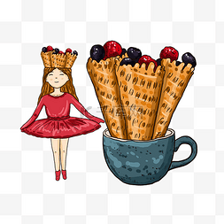 水果免费下载素材图片_手绘卡通可爱水果女孩插画
