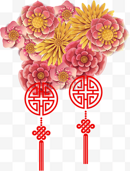 中国结新年快乐图片_古风中国结挂饰春节海报