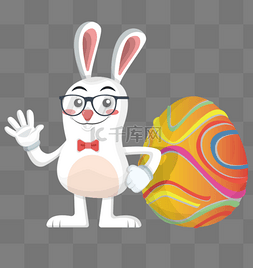 矢量兔子与彩蛋节日插画