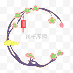 春节梅花边框图片_新年紫色梅花边框