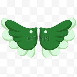 手绘绿色的翅膀