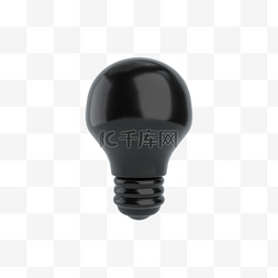 质感黑色海报素材图片_C4D黑色质感立体灯泡