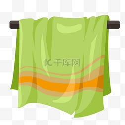 洗浴元素图片_绿色运动浴巾插画