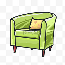 生活用品简约图片_绿色家庭用品沙发插图