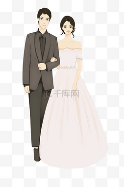 新郎新娘手绘图片_手绘婚礼人物新郎新娘插画