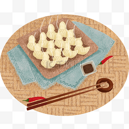 冬至节气吃饺子中国风古典