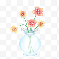 白色花瓶盆栽图片_红色的小花盆栽插画