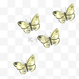 黄色手绘蝴蝶元素