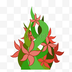 藤蔓绿色植物素材图片_红色花朵花藤插画