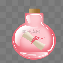 瓶子粉色图片_粉色葫芦漂流瓶插画