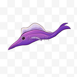 手绘卡通紫色海鱼