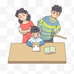 家庭作业图片_手绘父母望子成龙插画