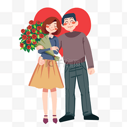 送花的图片_中年情人节送花插画