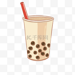 珍珠奶茶插画图片_台湾奶茶饮料插画