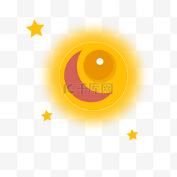 黄色五角星矢量图图片_黄色圆形几何星球元素