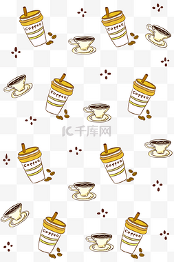 手绘装饰插画咖啡图片_黄色的咖啡底纹插画