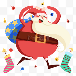 开心圣诞老人图片_开心的圣诞老人插画