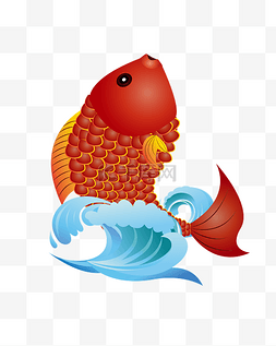 小红书app图片_矢量手绘红色的鲤鱼