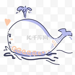 可爱卡通鲸鱼图片_蓝色的鲸鱼边框插画