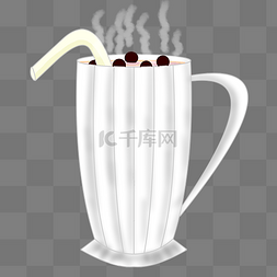 奶茶杯吸管图片_手绘一杯热饮奶茶插画