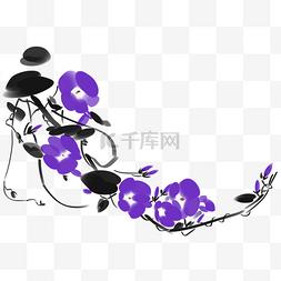 挥洒的水墨图片_手绘水墨牵牛花插画