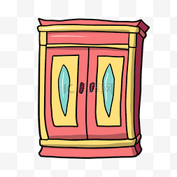 家具卡通插画图片_红色的衣柜