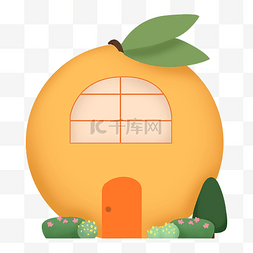 创意橘子图片_创意房子装饰插画