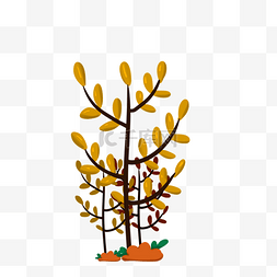 卡通黄色大树图片_树木装饰树枝树叶黄色秋天