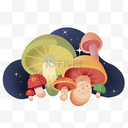 梦幻蘑菇图片_蘑菇丛林缤纷色彩梦幻浪漫糖果色