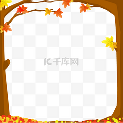 秋季树叶边框插画