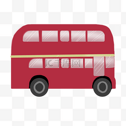 绿色的公交车图片_旅游红色的汽车插画