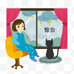 惊蛰猫图片_惊蛰节气看风景插画