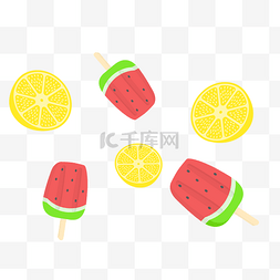 西瓜来了图片_夏季夏天夏至冰凉柠檬西瓜装饰免