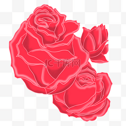 几朵玫瑰图片_手绘几朵红色玫瑰