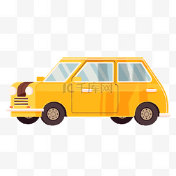 小工具插画图片_卡通黄色的车子免抠图