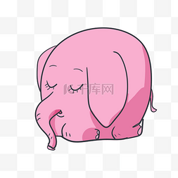 大象睡觉的卡通图片_手绘睡眠日大象插画