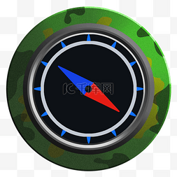 军绿色圆形指南针插画