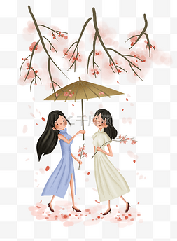中国风古风油纸伞图片_民国风樱树下的女孩