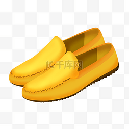 黄色皮鞋图片_卡通黄色皮鞋插画